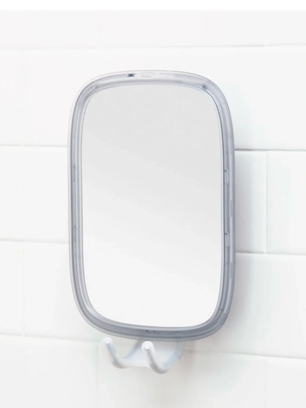 OXO SoftWorks Gray Fogless Shower Mirror with White Suction Lever